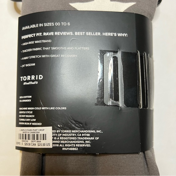 TORRID GRAY WITH WHITE ✨STARS✨CROPPED LEGGINGS size 0 NWT - Picture 5 of 5